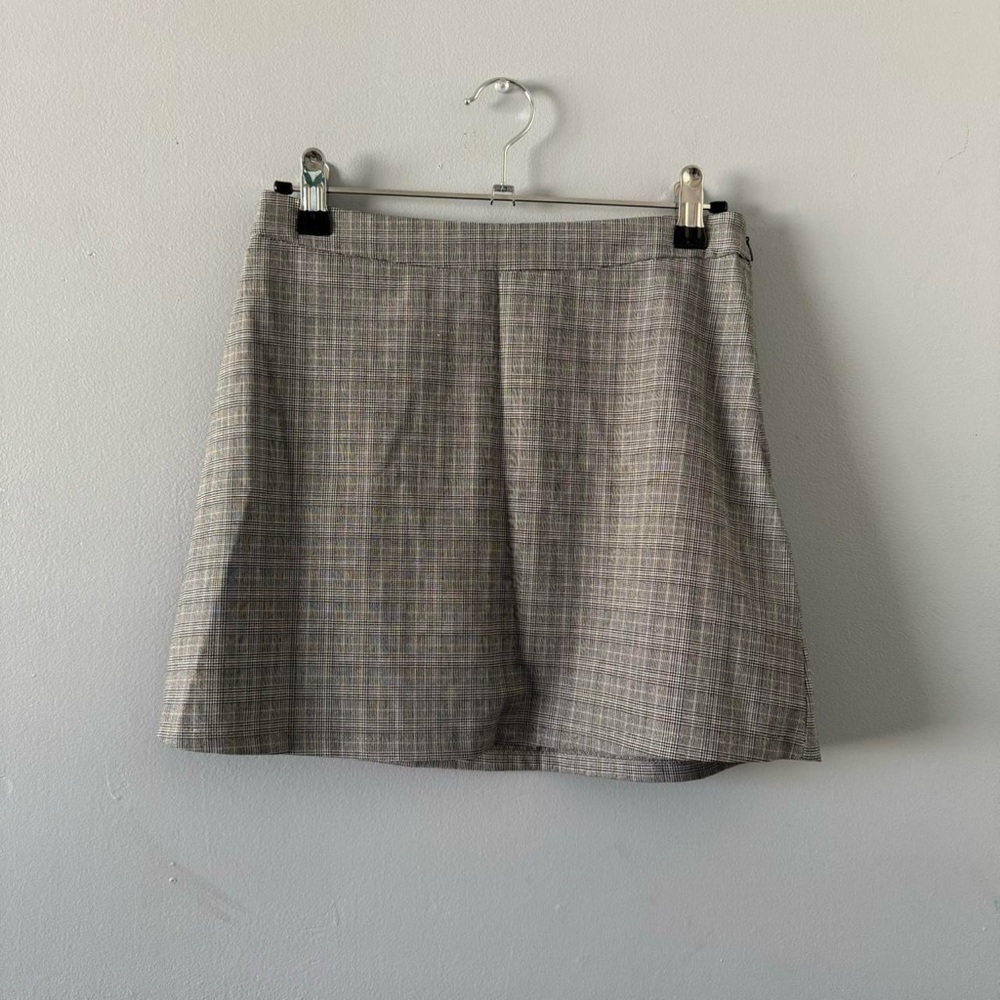 Gray Plaid Mini Skirt